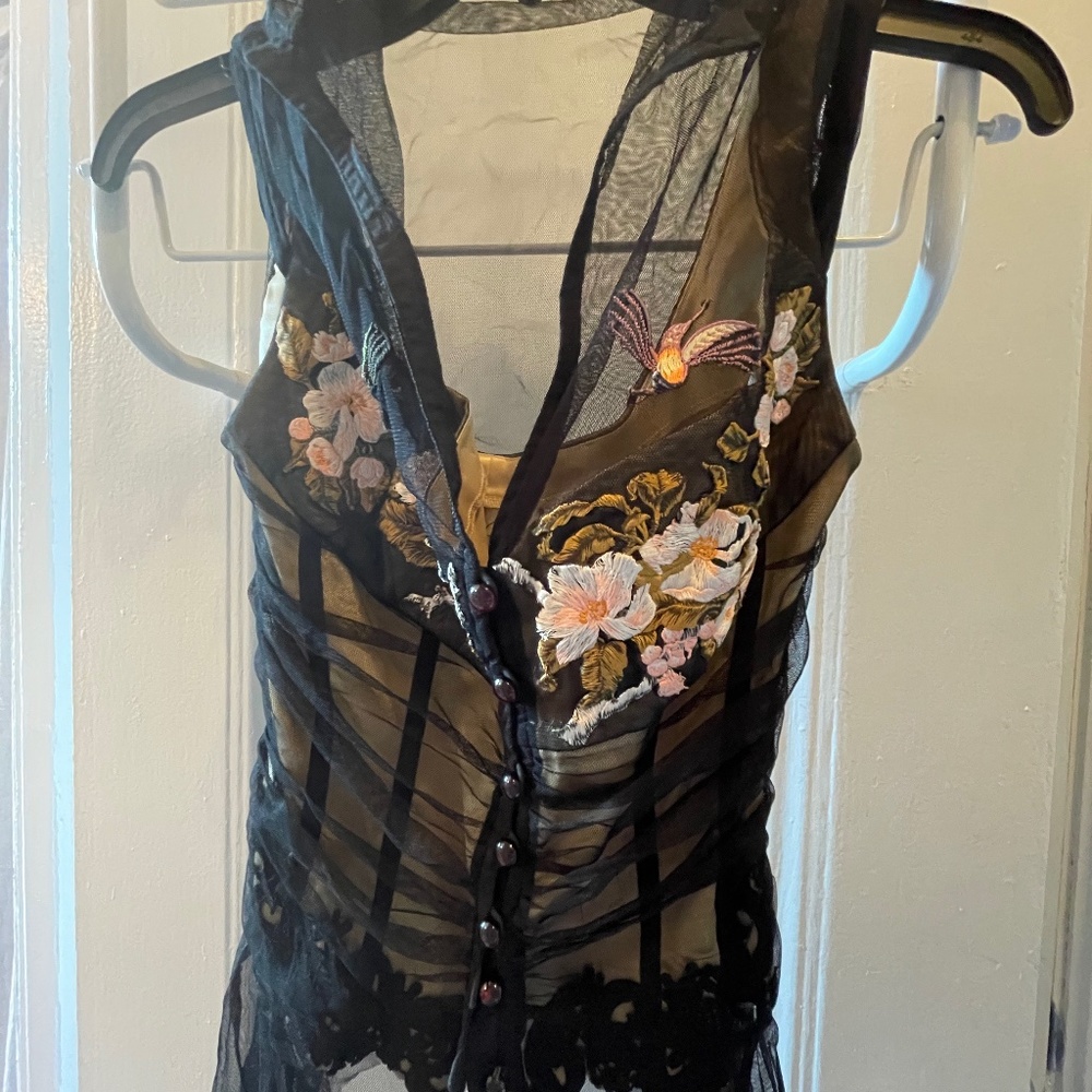 Gorgeous Black Floral Corset Style Top, $40